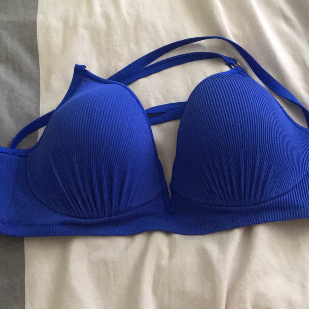 NWOT Shade & Shore colbolt blue bikini top 38D